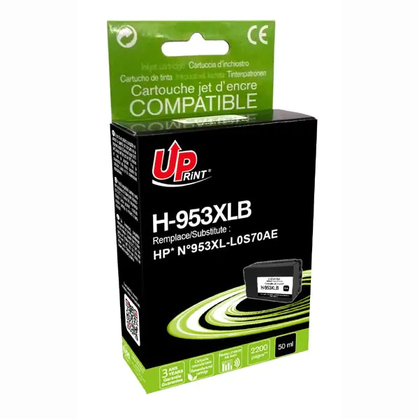 ⁨UPrint kompatybilny ink / tusz z L0S70AE, HP 953XL, H-953XLB, black, 2200s, 50ml, high capacity⁩ w sklepie Wasserman.eu