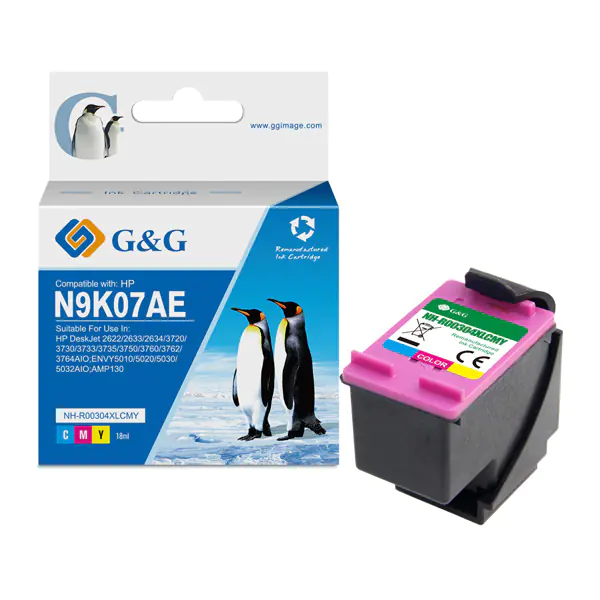 ⁨G&G kompatybilny ink / tusz z N9K07AE, HP 304XL, NH-RC304XLCMY, CMY, 18ml, ml⁩ w sklepie Wasserman.eu