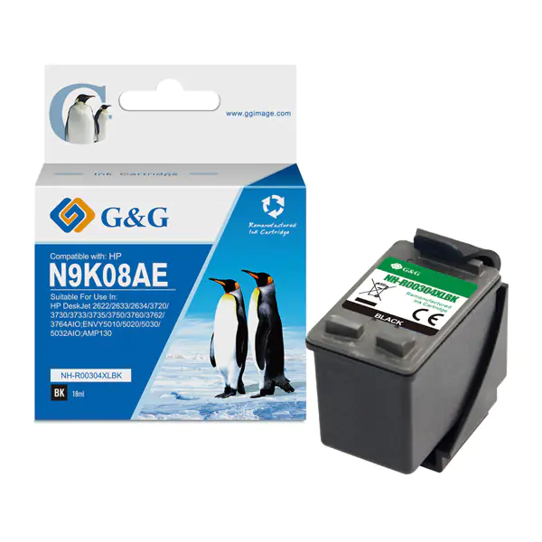 ⁨G&G kompatybilny ink / tusz z N9K08AE, HP 304XL, NH-RC304XLBK-T, black, 18ml, ml⁩ w sklepie Wasserman.eu