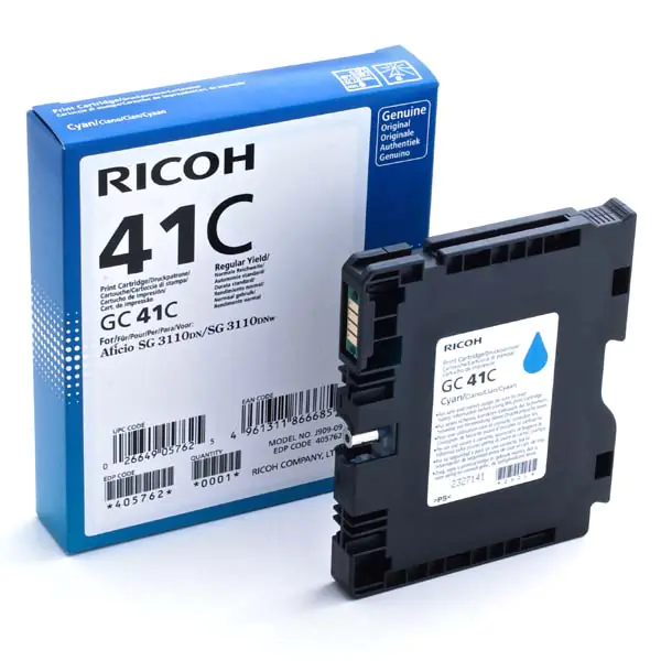 ⁨Ricoh oryginalny wkład żelowy 405762, GC41HC, cyan, 2200s⁩ w sklepie Wasserman.eu