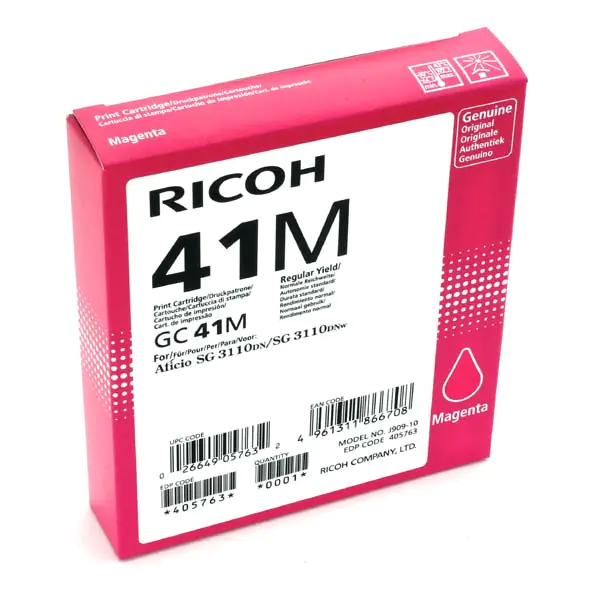 ⁨Ricoh oryginalny wkład żelowy 405763, GC41HM, magenta, 2200s⁩ w sklepie Wasserman.eu