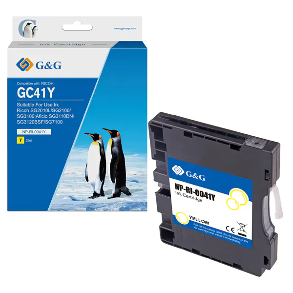 ⁨G&G compatible ink/ink with 405768, yellow, 600s, NP-RI-0041Y, for Ricoh AFICIO SG 3100, SG 3110⁩ at Wasserman.eu