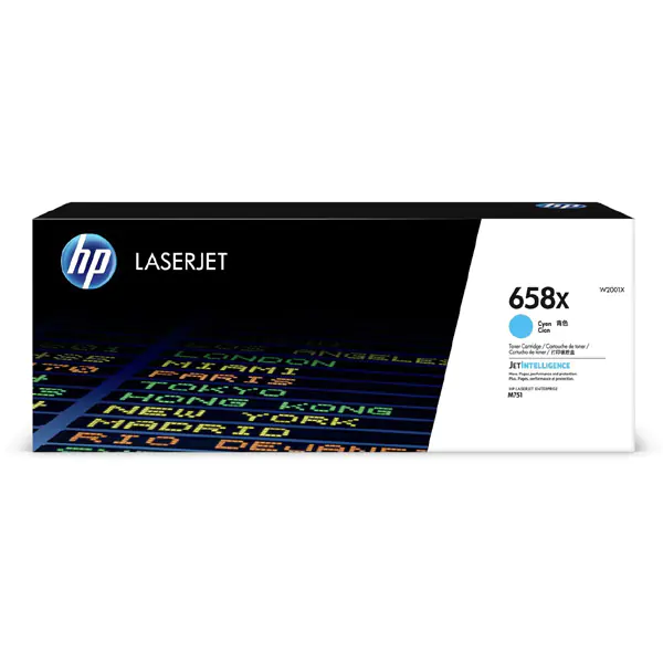 ⁨HP Original Toner Cartridge W2001X, cyan, 28000s, HP 658X, high capacity, HP Color LaserJet Enterprise M751 Series, o⁩ at Wasserman.eu