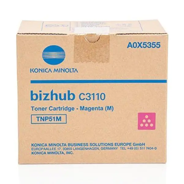 ⁨Konica Minolta Original Toner Cartridge A0X5355, magenta, 5000s, TNP-51M, Konica Minolta Bizhub C3110, O⁩ at Wasserman.eu