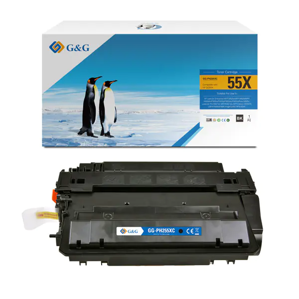 ⁨G&G compatible toner cartridge with CE255X, black, 12500s, NT-PH255XC, HP 55X, for HP LaserJet Enterprise MFP M525c/MFP M525f/MFP M525dn, N⁩ at Wasserman.eu