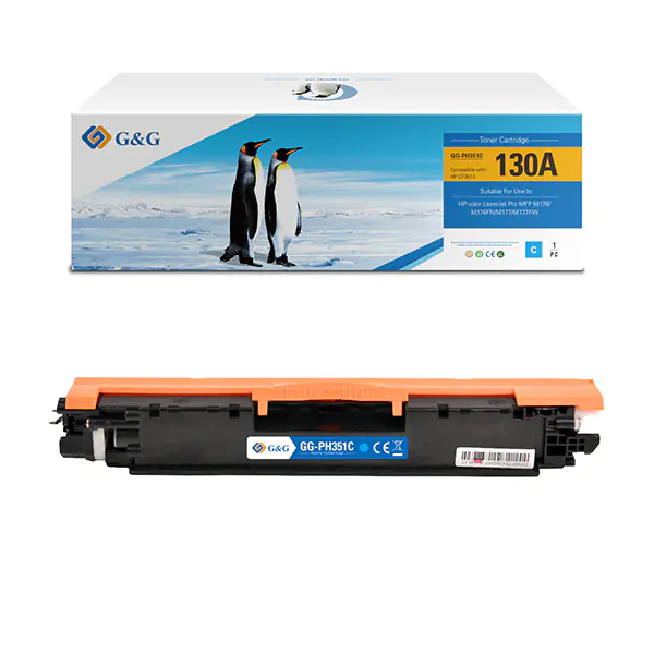 ⁨G&G compatible toner cartridge with CF351A, cyan, 1000s, NT-PH351C, HP 130A, for HP Color LaserJet Pro M176n, M177fw, N⁩ at Wasserman.eu