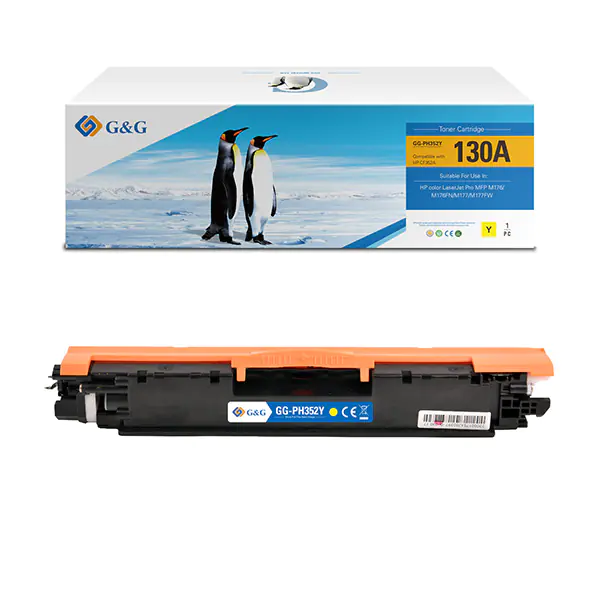 ⁨G&G compatible toner cartridge with CF352A, yellow, 1000s, NT-PH352Y, HP 130A, for HP Color LaserJet Pro M176n, M177fw, N⁩ at Wasserman.eu