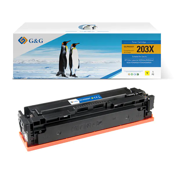⁨G&G kompatybilny toner z HP CF542X, NT-PH203XY, HP 203X, yellow, 2500s, high capacity⁩ w sklepie Wasserman.eu