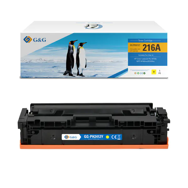 ⁨G&G compatible toner cartridge with W2412A, yellow, 850s, NT-PH2412Y, HP 216A, for HP Color LaserJet Pro M182 , M183, N⁩ at Wasserman.eu