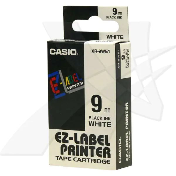 ⁨Casio original label printer ribbon, Casio, XR-9WE1, black print/white backing, unlaminated, 8m, 9mm⁩ at Wasserman.eu