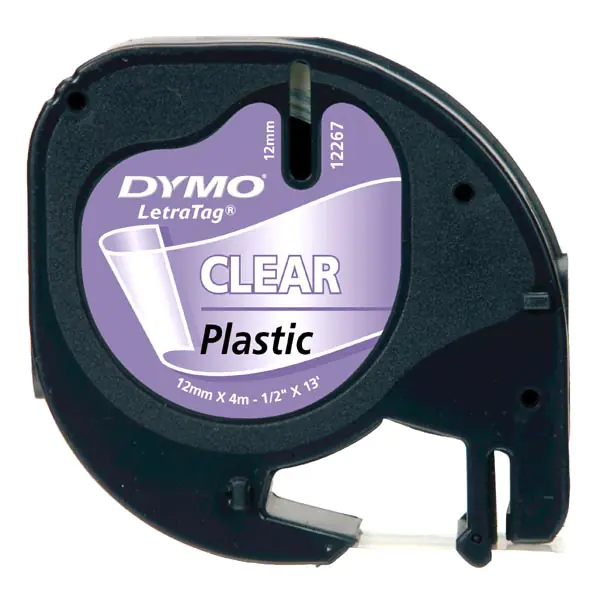⁨Dymo original label printer ribbon, Dymo, 12267, S0721530, black print/transparent backing, 4m, 12mm, LetraTag strip⁩ at Wasserman.eu