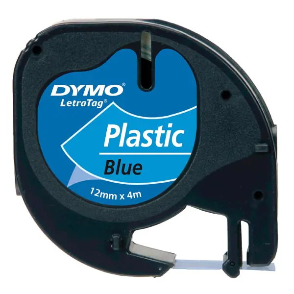 ⁨Dymo original label printer ribbon, Dymo, S0721650, black print/blue backing, 4m, 12mm, LetraTag plastic tape⁩ at Wasserman.eu