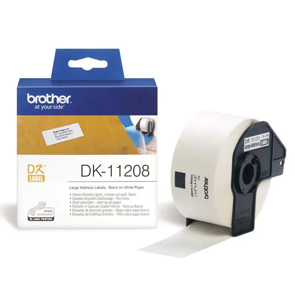 ⁨Brother DK-11208 Large Address Labels White, DK, 38mm x 90mm⁩ w sklepie Wasserman.eu