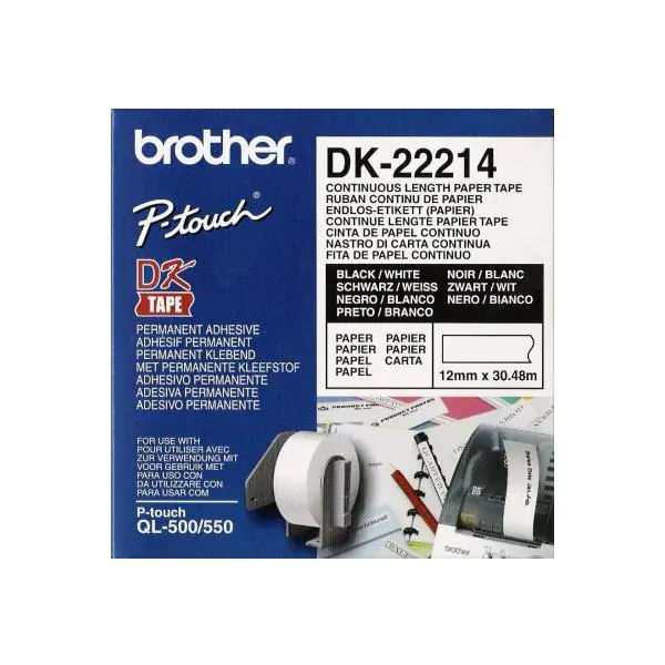 Taśma BROTHER Papierowa Czarny DK-22214 w sklepie Wasserman.eu