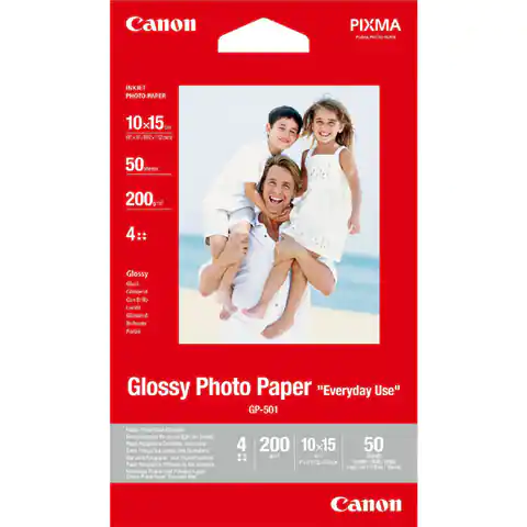 ⁨Canon Glossy Photo Paper, GP-501, foto papier, połysk, GP-501 typ 0775B081, biały, 10x15cm, 4x6", 200 g/m2, 50 szt., atrament⁩ w sklepie Wasserman.eu