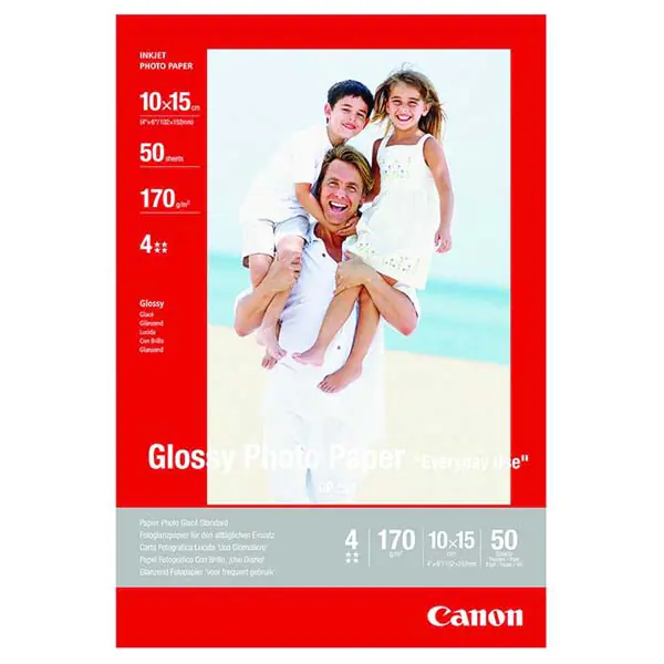 ⁨Canon Photo paper glossy, GP-501, foto papier, połysk, 0775B005, biały, 10x15cm, 4x6", 210 g/m2, 10 szt., atrament⁩ w sklepie Wasserman.eu