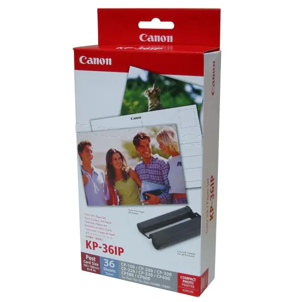 ⁨Canon Papier do drukarki termosub., KP-36IP, termosublimacyjny papier, z folią temrosublimacyjną typ 7737A001, biały, CP-220, 330,⁩ w sklepie Wasserman.eu