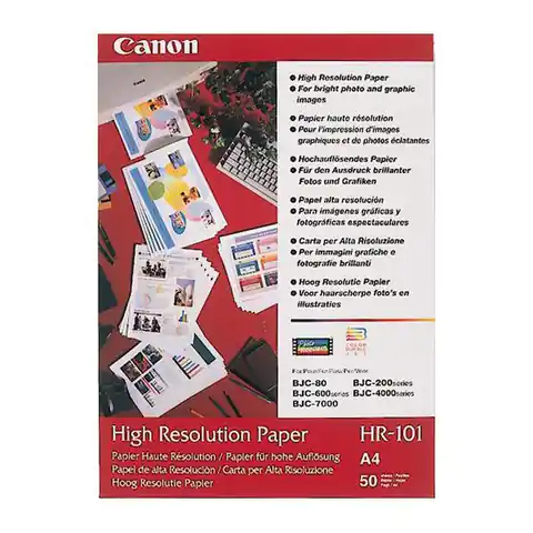 ⁨Canon High Resolution Paper, photo paper, waterproof, white, A4, 106 g/m2, 50 pcs, HR-101 A4/50, ink⁩ at Wasserman.eu