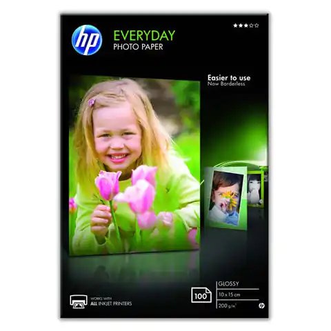 ⁨HP Everyday Photo Paper, Glossy, photo paper, gloss, white, 10x15cm, 4x6", 200 g/m2, 100 pcs, CR757A, ink⁩ at Wasserman.eu