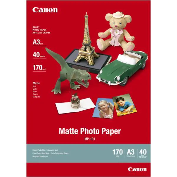 ⁨Canon Matte Photo Paper, foto papier, matowy, MP-101 A3 typ biały, A3, 170 g/m2, 40 szt., 7981A008, atrament⁩ w sklepie Wasserman.eu