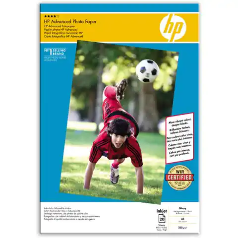 ⁨HP Advanced Glossy Photo Pa, photo paper, gloss, advanced, white, A3, 250 g/m2, 20 pc(s), Q8697A, ink⁩ at Wasserman.eu