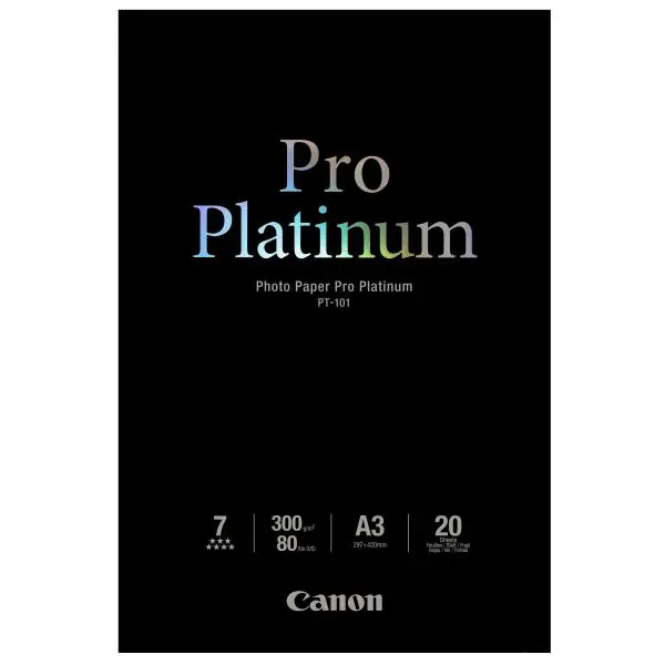 ⁨Canon Photo Paper Pro Platinu, PT-101 A3, foto papier, połysk, 2768B017, biały, A3, 300 g/m2, 20 szt., atrament⁩ w sklepie Wasserman.eu