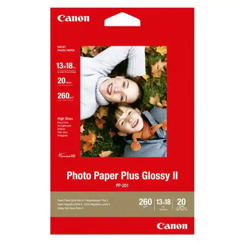 ⁨Canon Photo Paper Plus Glossy, PP-201 5x7, foto papier, połysk, 2311B018, biały, 13x18cm, 5x7", 265 g/m2, 20 szt., atrament⁩ w sklepie Wasserman.eu