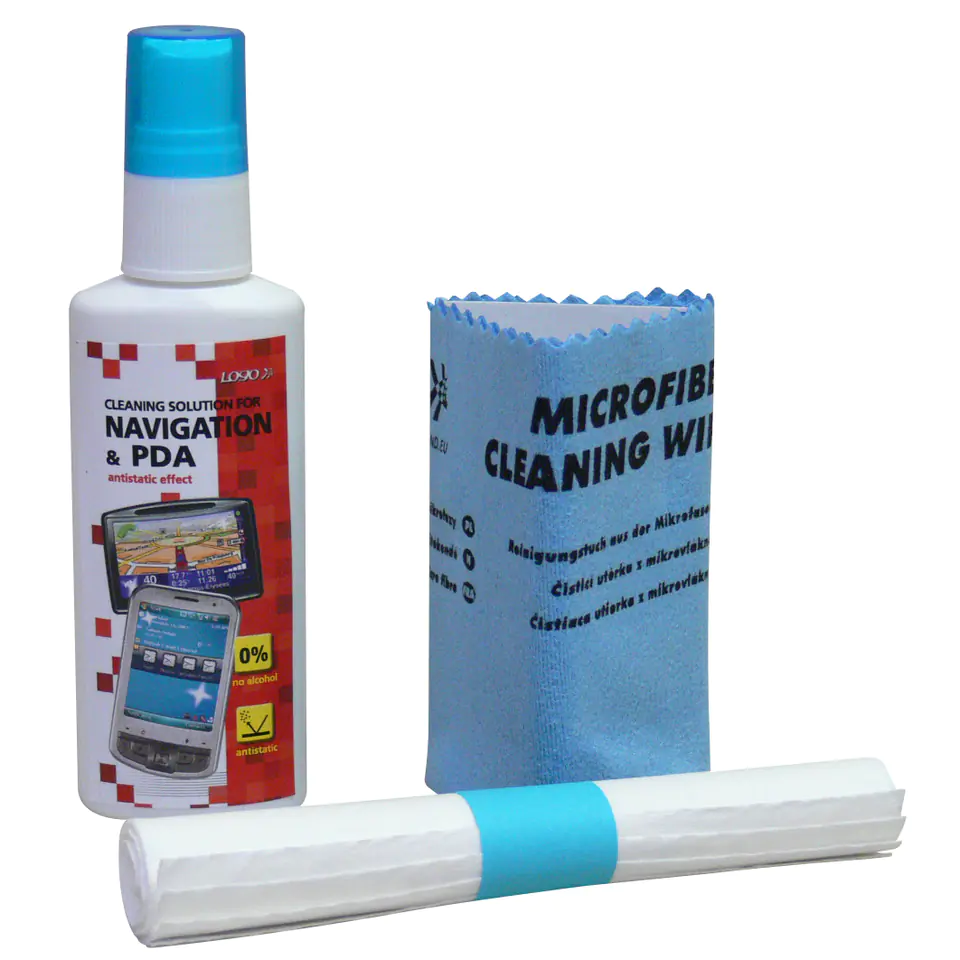 ⁨Cleaning products kit, navigation and PDA, spray 50ml, microcloth, 5, Logo⁩ at Wasserman.eu