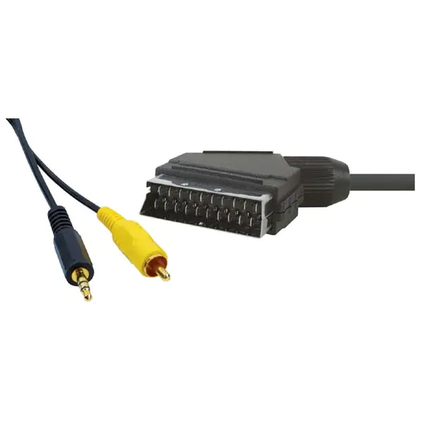 ⁨Audio/Video kabel SCART M - CINCH M + Jack (3.5mm) M, 1.5m, czarny⁩ w sklepie Wasserman.eu