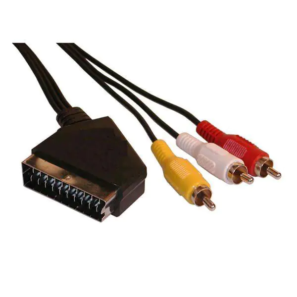 ⁨Video Kabel SCART M - 3x CINCH M, 3m, czarna⁩ w sklepie Wasserman.eu