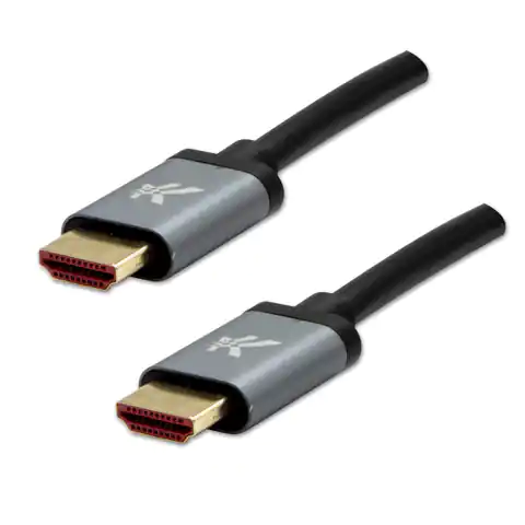 ⁨Video Kabel HDMI M - HDMI M, HDMI 2.1 - Ultra High Speed, 1m, pozłacane złącza, aluminiowa obudowa,, szary, Logo 8K@60Hz, 48Gb/s⁩ w sklepie Wasserman.eu