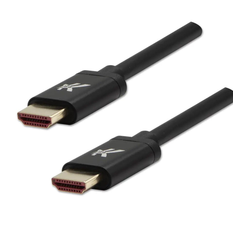 ⁨Video Kabel HDMI M - HDMI M, HDMI 2.1 - Ultra High Speed, 2m, pozłacane złącza, aluminiowa obudowa,, czarny, Logo 8K@60Hz, 48Gb/s⁩ w sklepie Wasserman.eu