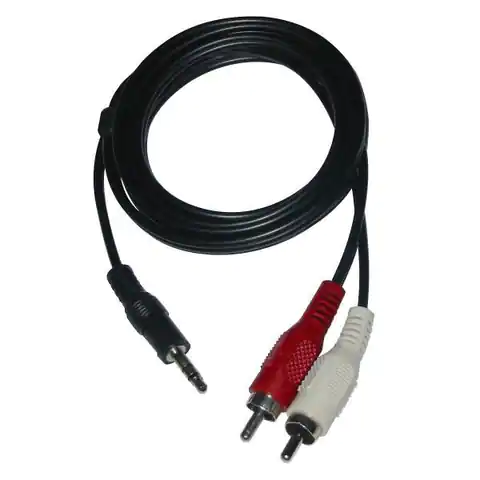 ⁨Audio Kabel Jack (3,5mm) M - 2x CINCH M, 1.5m, czarna, Logo⁩ w sklepie Wasserman.eu