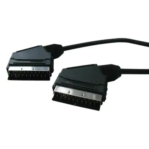 ⁨Video Kabel SCART M - SCART M, 1m, czarna, Logo blistr⁩ w sklepie Wasserman.eu