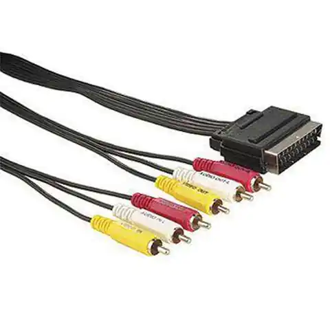 ⁨Video Kabel SCART M - 6x CINCH M, 1.5m, czarny⁩ w sklepie Wasserman.eu