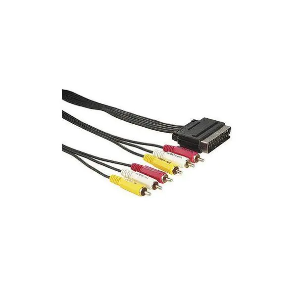 ⁨Video cable SCART M - 6x CINCH M, 5m, black⁩ at Wasserman.eu