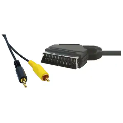 ⁨Video Cable SCART M - CINCH M + Jack (3.5mm) M, 5m, black⁩ at Wasserman.eu