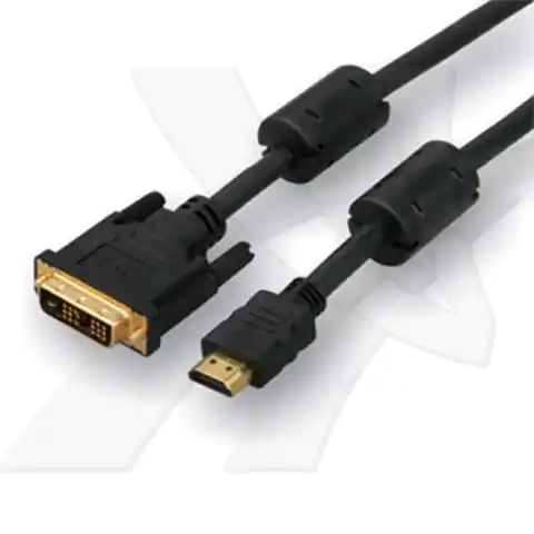 ⁨Video Kabel DVI (18+1) M - HDMI M, 10m, pozłacane końcówki, czarna⁩ w sklepie Wasserman.eu
