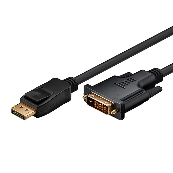 ⁨Video Cable DisplayPort M to DVI (24+1) M, 2m, Gold-plated connectors, black⁩ at Wasserman.eu