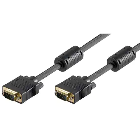 ⁨Video Kabel SVGA (D-sub) M - SVGA (D-sub) M, 2m, pozłacane konektory, czarny⁩ w sklepie Wasserman.eu