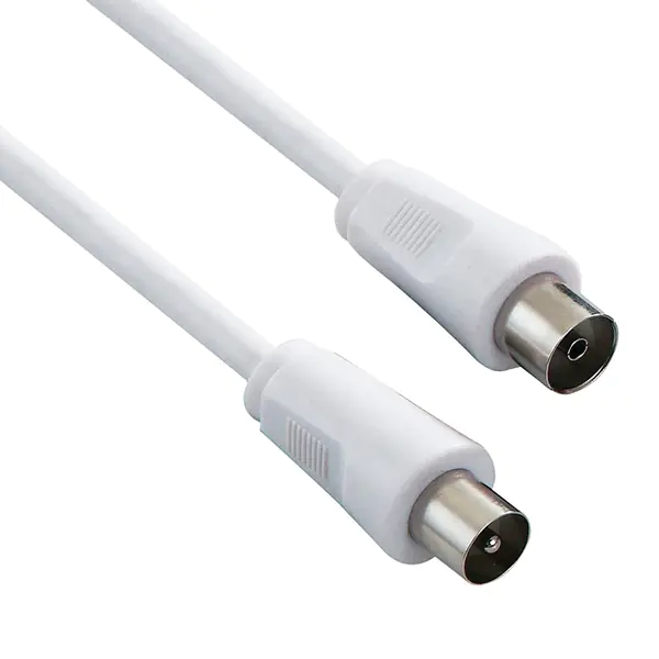 ⁨Coax Antenna Cable (9.5mm) M - Coax (9.5mm) F, 2m, 75 Ohm, White⁩ at Wasserman.eu
