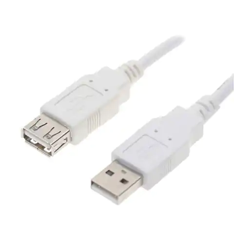 ⁨USB Extension Cable (2.0), USB A M - USB A F, 0.3m, white⁩ at Wasserman.eu