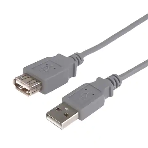 ⁨USB Extension Cable (2.0), USB A M - USB A F, 3m, grey⁩ at Wasserman.eu