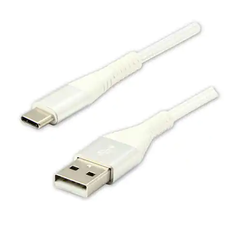 ⁨USB logo cable (2.0), USB A M - 2m, 480 Mbps, 5V/3A, white, box, nylon braid, aluminum connector cover⁩ at Wasserman.eu