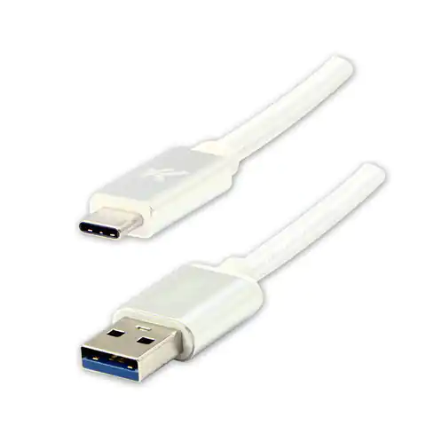 ⁨USB logo cable (3.2 gen 1), USB A M - 1m, 5 Gbps, 5V/3A, white, box, nylon braid, aluminum connector cover⁩ at Wasserman.eu