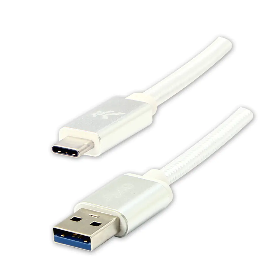 ⁨USB logo cable (3.2 gen 1), USB A M - 2m, 5 Gbps, 5V/3A, white, box, nylon braid, aluminum connector cover⁩ at Wasserman.eu