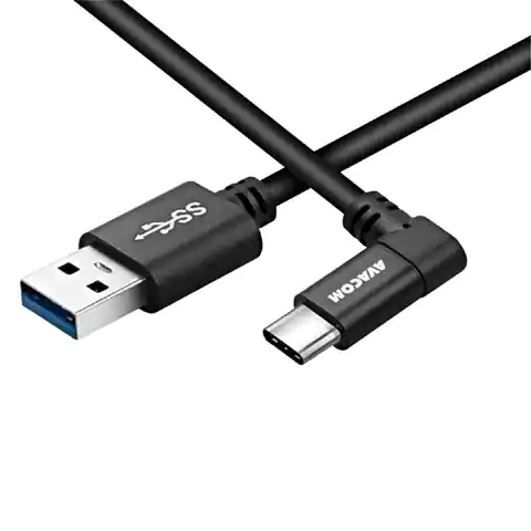 ⁨Avacom USB cable (3.1), USB A M - 1.1m, round, black, connector 90 st⁩ at Wasserman.eu