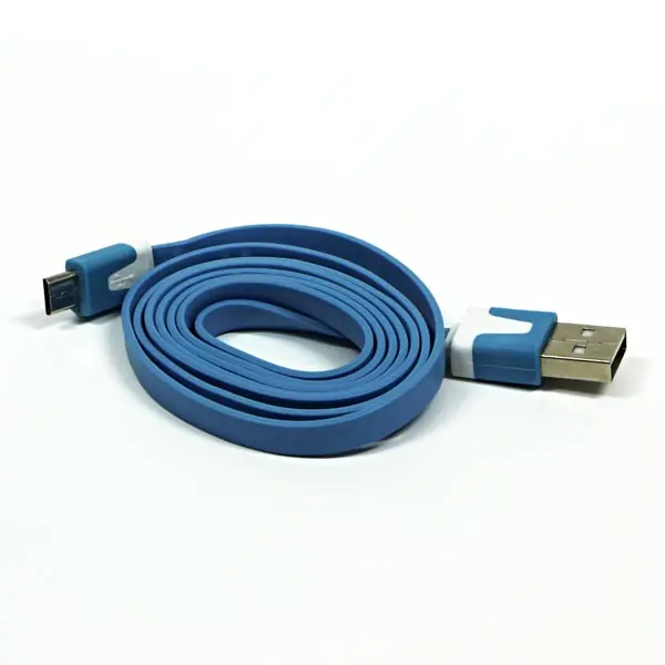 ⁨Logo USB kabel (2.0), USB A M - microUSB (M), 1m, płaski, niebieski, blistr⁩ w sklepie Wasserman.eu