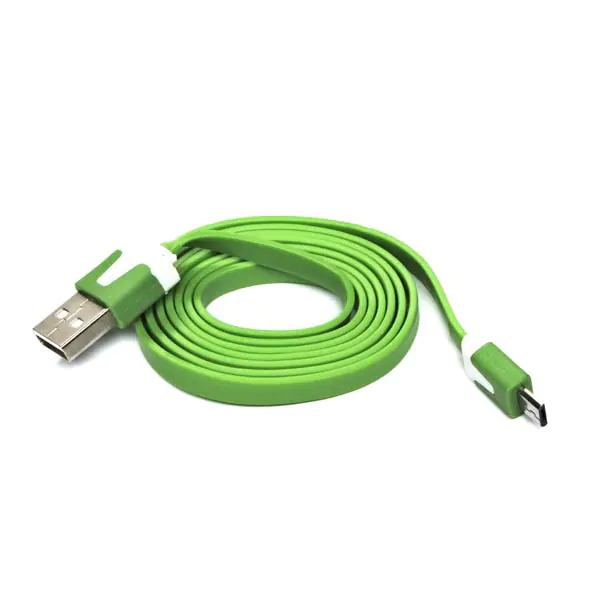 ⁨USB kabel (2.0), USB A M - microUSB (M), 1m, płaski, zielony⁩ w sklepie Wasserman.eu