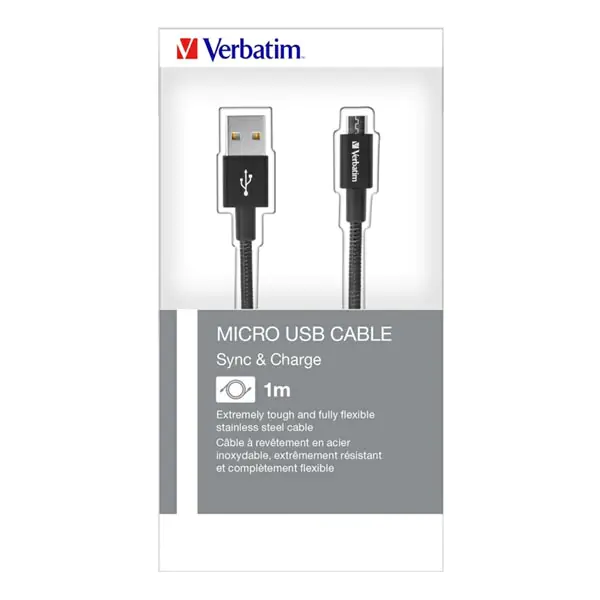 ⁨Verbatim USB kabel (2.0), USB A M - microUSB (M), 1m, reversible, czarny, box, 48863, EOL⁩ w sklepie Wasserman.eu